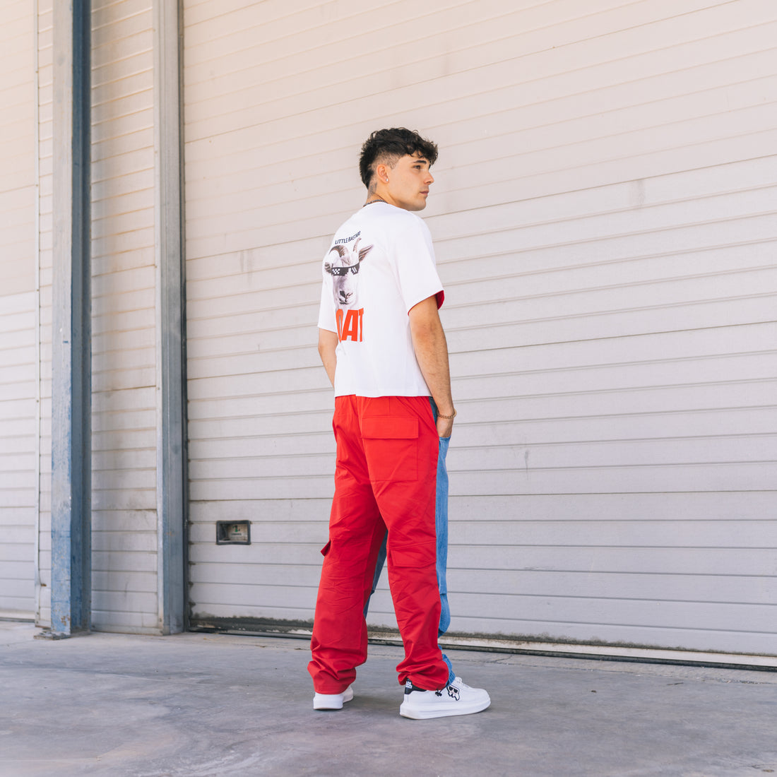 PANTALON CARGO DENIM ROUGE